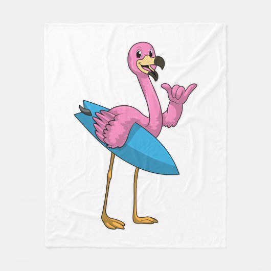 Flamingo als Surfer met Surfboard Fleece Deken (Voorkant)
