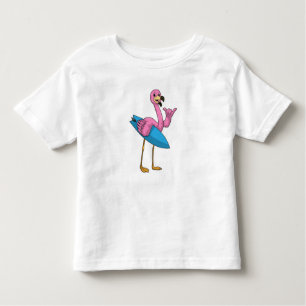 Flamingo als Surfer met Surfboard Kinder Shirts