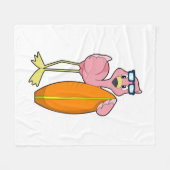 Flamingo als Surfer met Surfboard.PNG Fleece Deken (Voorkant (Horizontaal))