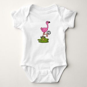 Flamingo als voetballer met voetbal romper