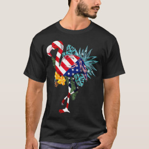 Flamingo American Flag Flamerica Patriotic 4th of T-shirt