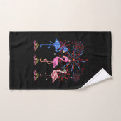 Flamingo Amerikaanse vlag voor 4 juli Handdoek (Handdoek)