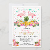 Flamingo ananas en tropische bloemen verjaardag kaart (Voorkant)