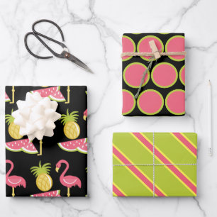 Flamingo and Fruit Wrapping Paper Sheet Set