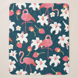 Flamingo and Lilies Tropische naadloze vlek Sherpa Deken