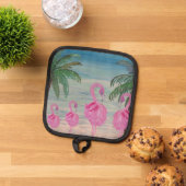 Flamingo and palm tree kitchen pot holder pannenlap (Top down)