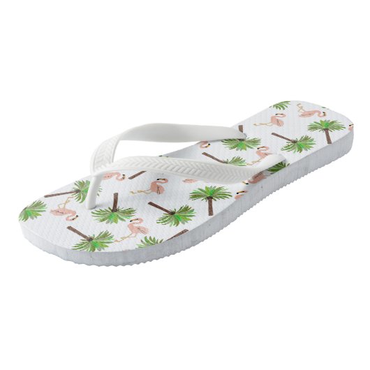 Flamingo and Palm Tree Pattern Teenslippers (Schuin)