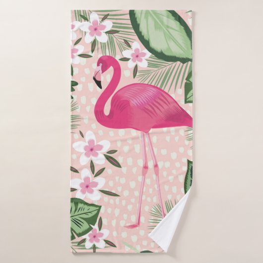 Flamingo and palm trees seamless pattern illustrat (Serviette de bain)