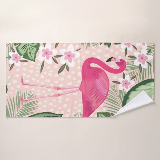 Flamingo and palm trees seamless pattern illustrat (Serviette de bain)