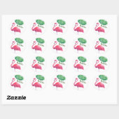 Flamingo and Tropical Leaves Bedankt Ronde Sticker (Vel)