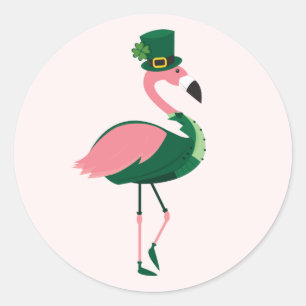 Flamingo Animal Pink St Patrick's Day Ronde Sticker