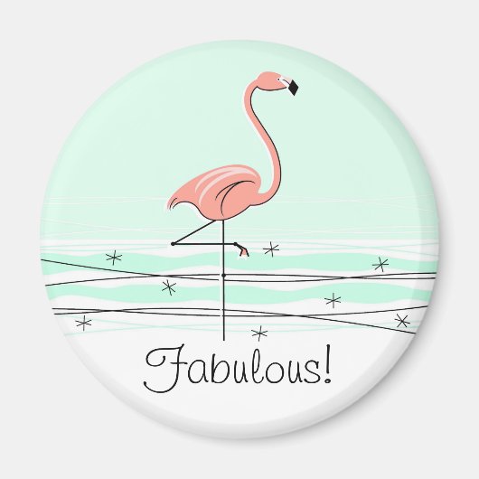 Flamingo Aqua Fabulous magnet Magneet (Voorkant)