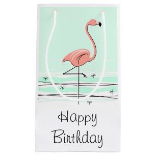 Flamingo Aqua Happy Birthday-cadeautas klein Cadeauzakje