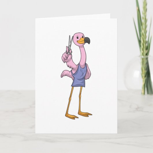 Flamingo as Hair stylist with Scissors Kaart (Voorkant)