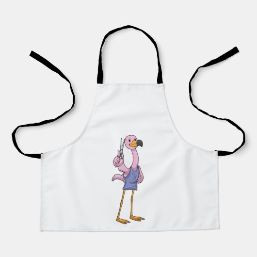 Flamingo as Hair stylist with Scissors Schort (Voorkant)