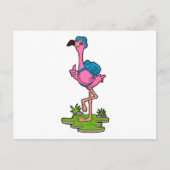Flamingo as Hiker with Backpack Briefkaart (Voorkant)