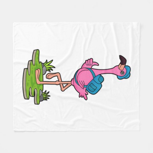 Flamingo as Hiker with Backpack Fleece Deken (Voorkant (Horizontaal))