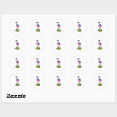 Flamingo as Hiker with Backpack Ronde Sticker (Vel)