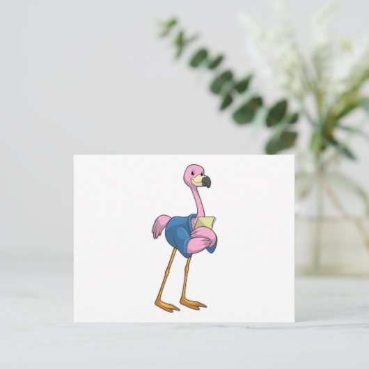 Flamingo as Secretary with Notepad Briefkaart (Staand voorkant)