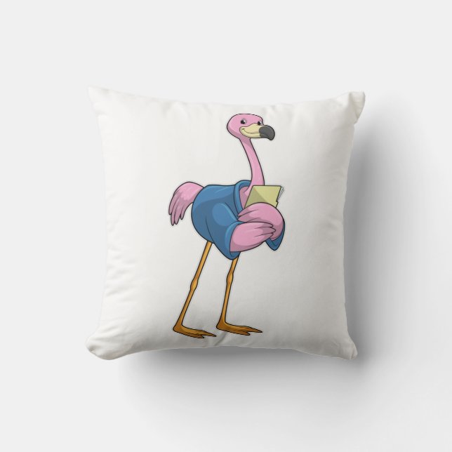 Flamingo as Secretary with Notepad Kussen (Voorkant)