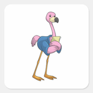 Flamingo as Secretary with Notepad Vierkante Sticker
