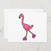 Flamingo as Skater with Roller skates Briefkaart (Voorkant / Achterkant)