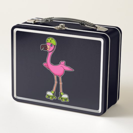 Flamingo as Skater with Roller skates & Helmet (Voorkant)