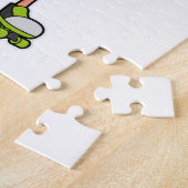 Flamingo as Skater with Roller skates & Helmet Legpuzzel (Zijkant)