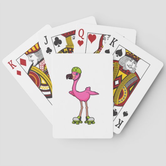 Flamingo as Skater with Roller skates & Helmet Pokerkaarten (Achterkant)