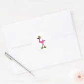 Flamingo as Skater with Roller skates & Helmet Ronde Sticker (Envelop)