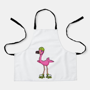Flamingo as Skater with Roller skates & Helmet Schort
