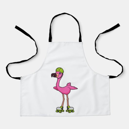 Flamingo as Skater with Roller skates & Helmet Schort (Voorkant)