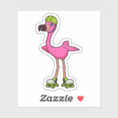 Flamingo as Skater with Roller skates & Helmet Sticker (Vel)