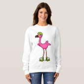 Flamingo as Skater with Roller skates & Helmet Trui (Voorkant volledig)