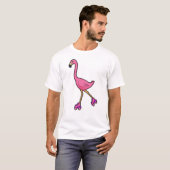 Flamingo as Skater with Roller skates T-shirt (Voorkant volledig)