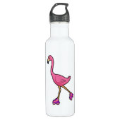 Flamingo as Skater with Roller skates Waterfles (Voorkant)