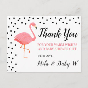 Flamingo Baby shower Bedankt Post Kaart