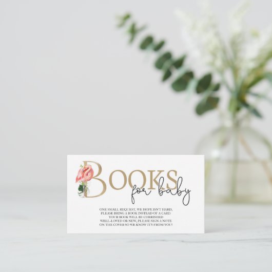 Flamingo Baby shower Book Request Enclosure Card Informatiekaartje (Staand voorkant)
