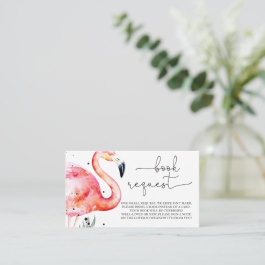 Flamingo Baby shower Book Request Enclosure Card Informatiekaartje (Staand voorkant)