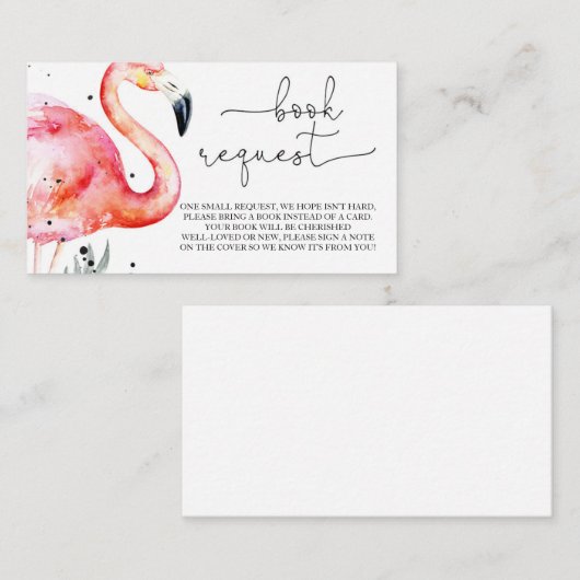 Flamingo Baby shower Book Request Enclosure Card Informatiekaartje (Voorkant / Achterkant)