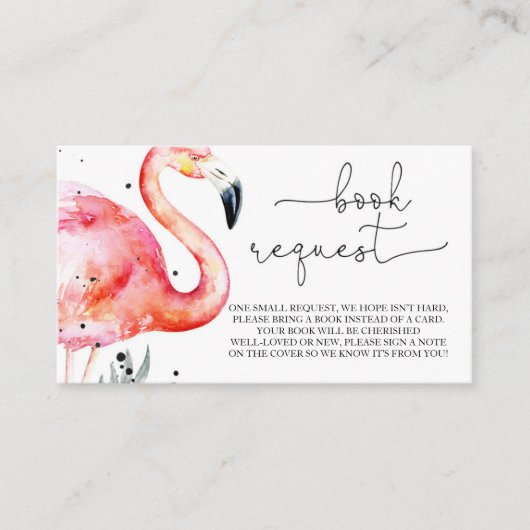 Flamingo Baby shower Book Request Enclosure Card Informatiekaartje (Voorkant)