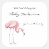 Flamingo Baby shower bookplate sticker (Voorkant)