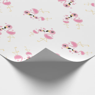 Flamingo Baby shower Cute Tropical Cadeaupapier