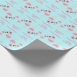 Flamingo Baby shower Cute Tropical Cadeaupapier