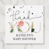 Flamingo Baby shower Dank u Label (Voorkant)
