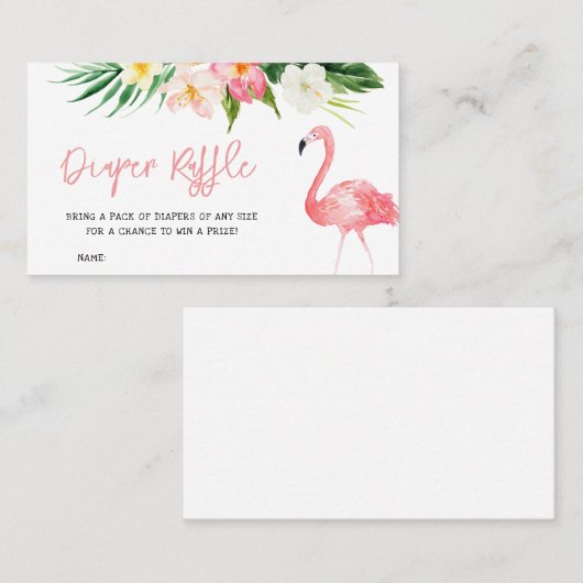 Flamingo Baby shower Diaper Raffle Visitekaartje (Voorkant / Achterkant)