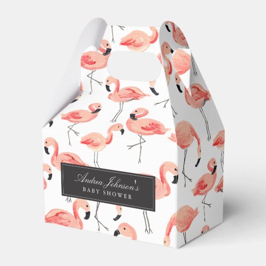 Flamingo Baby shower Favor Boxes Bedankdoosjes (Voorkant Zijde)