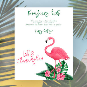 Flamingo baby shower Fopspeen jacht spel Poster