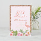 Flamingo Baby shower Invitation Kaart (Staand voorkant)
