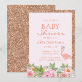 Flamingo Baby shower Invitation Kaart (Voorkant / Achterkant)